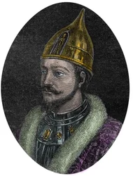 Portret van Jaroslav I de Wijze (Jaroslav Vladimirovich) (Jaroslav I) (978-1054), Grootvorst van de Rus van Kiev - Portret van Jaroslav de Wijze - Jaroslav I, Grootvorst van Rus - uit Nieuwe Nationale Encyclopedie door Maurice La Charest - 1870