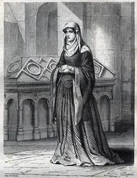 Portret van de Benedictijnse non die de minnares en zus van paus Gregorius XII zou zijn geweest en de moeder van Eugenius IV (Gabriele Condulmer 1383-1447). Gravure in 