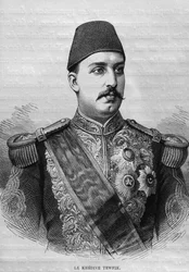 Portret van de Khedive Tawfig (1819-92), uit LEgypte van Georg Moritz Ebers (1837-98), 1881