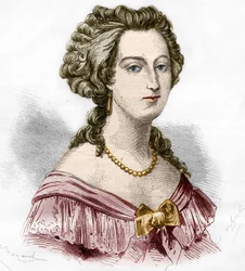 Portret van de Markiezin van Boufflers Marie Francoise Catherine de Beauvau Craon (1711-1787). Gravure in 