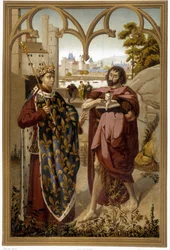 Portretten van Sint-Louis en Sint-Jan de Doper - repro. naar fragment van altaarstuk toegeschreven aan Van Eyck, in 