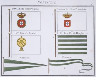 Portugese vlaggen, uit een Frans vlaggenboek, c.1819
