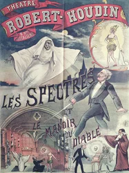 Poster die Geesten en het Huis van de Duivel adverteert in het Theatre Robert-Houdin, Parijs, c.1870