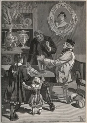 Potichomy, een 19e-eeuws proces om porseleinen vazen uit China en Japan na te bootsen. Gravure uit 1880 in 
