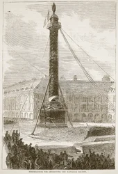 Voorbereidingen voor de vernietiging van de Napoleonkolom, illustratie uit Cassells Geschiedenis van de Oorlog tussen Frankrijk en Duitsland, 1870-1871