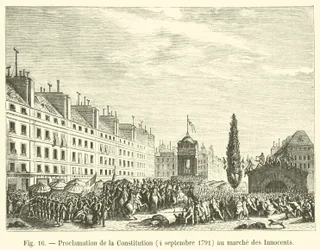 Proclamatie van de Grondwet, 4 september 1791, op de markt van de Onschuldigen