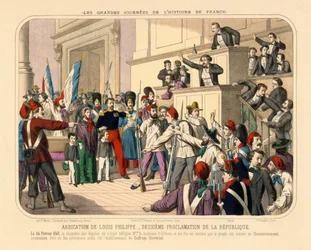 Proclamatie van de Tweede Franse Republiek tijdens de Februarirevolutie, 24 februari 1848, plano gepubliceerd door Gadola, Lyon, 1848