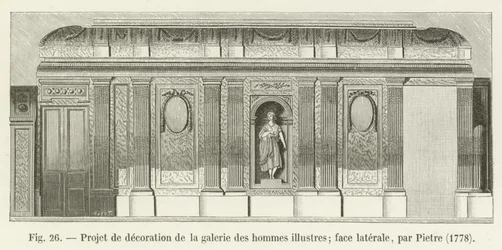 Ontwerp voor de decoratie van de galerij van beroemde mannen; zijaanzicht, door Pietre, 1778
