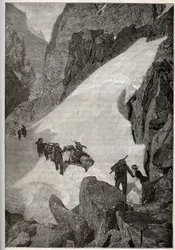 Pyreneeën - beklimming van de Pic du Midi - gravure in 