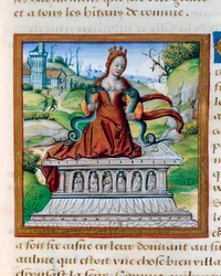 Koningin Cleopatra en de twee slangen, c.1505 (miniatuur)