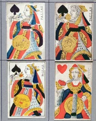 Schoppenvrouw en hartenvrouw speelkaarten, 17e - 18e eeuw