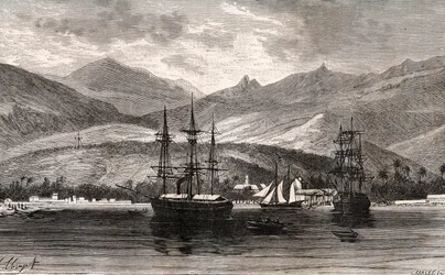 Rade de Taiti - Tahiti - gravure in 
