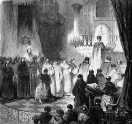 Religieuze ceremonie: feest van Sint Dominicus (8 augustus) gevierd in de oude kerk van de Karmelieten in Parijs