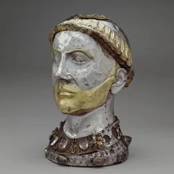 Reliekschrijnbuste van Sint Yrieix, c.1220-40 (verguld zilver met bergkristal, edelstenen en glas)