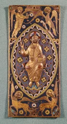 Reliekschrijnplaat met Christus en de symbolen van de evangelisten
