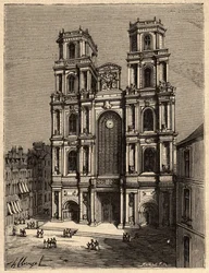 Rennes - De Kathedraal Saint Pierre - gravure in 
