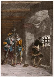 Voorstelling van het IJzeren Masker (overleden 1703) opgesloten op het eiland Sainte Marguerite