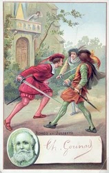 Romeo vecht met Tybalt in Gounods opera Romeo en Julia, aangepast van het toneelstuk van William Shakespeare (1564-1616)