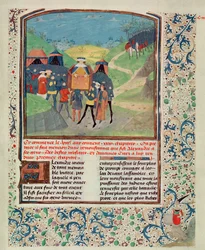 Alexander de Grote spreekt zijn mannen toe in de hoop hen te overtuigen om door te gaan naar India, uit Quinte Curse Ruffe des Fais du Grant Alexandre, c.1468