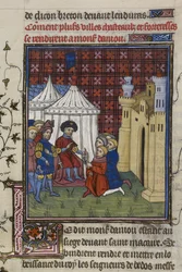 De sleutels van een stad worden overhandigd aan de Hertog van Anjou