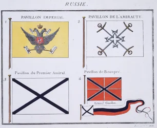 Russische Vlaggen, uit een Frans vlaggenboek, ca. 1819