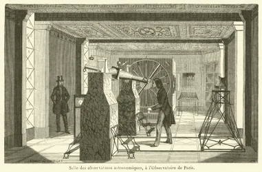 Observatiezaal voor astronomie, in het Observatorium van Parijs (gravure)