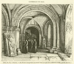 Salon van 1843, Schilderij, Des Moines transportant un cercueil dans la crypte de la cathedrale de Bale (gravure)