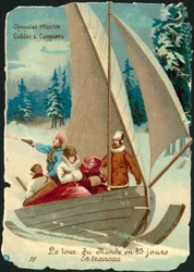 Scène uit De reis om de wereld in tachtig dagen, door Jules Verne