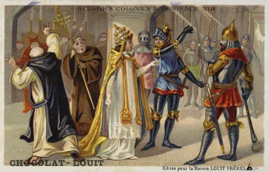 Sciarra Colonna slaat Paus Bonifatius VIII in het gezicht, 1303