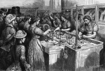 Zijderupsteelt: sorteerders van zijderupscocons op de nationale tentoonstelling in Milaan