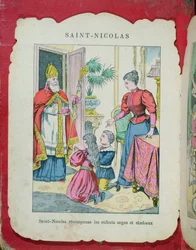 St. Nicolaas bezoekt de welgemanierde en ijverige kinderen, ca. 1880