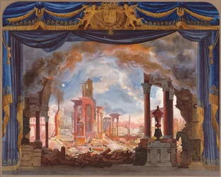 Toneelontwerp voor Act III van Le Siege de Corinthe door Rossini