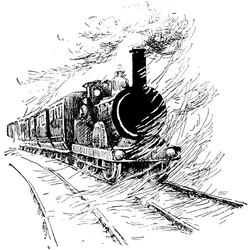 Stoomtrein: locomotief met machinist, een kinderboek begin 20e eeuw