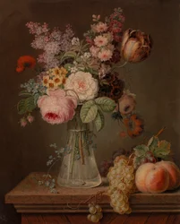 Stilleven met bloemen in een glazen vaas