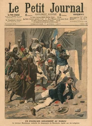 Steniging van de Franse dokter Mauchamp in Marokko, illustratie uit 