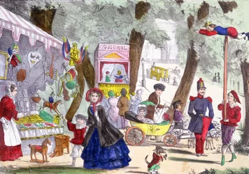 Straatscènes op de Champs Elysees, 19e eeuw