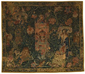 Wandtapijt, God de Vader Verschijnt aan Mozes (een van een set van zes Sibyllen bestaande uit 46.134 tot 46.139) genaamd 
