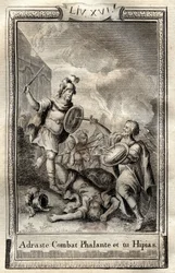 Telemaque surmonte Hippias - gravure van 1798 door Monnet in 