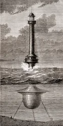 De 19e-eeuwse drijvende vuurtoren geplaatst bij de ingang van de haven van Liverpool, Engeland, uit 