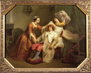 De acteur Bonneval in de rol van Argan in Molières stuk Le Malade Imaginaire