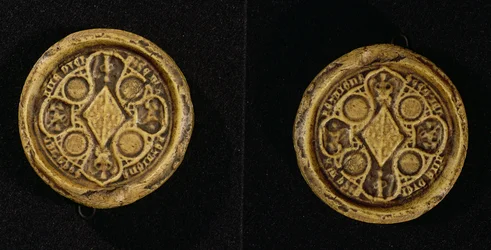 Het wapen van Jeanne de Penthievre (1319-84) Hertogin van Bretagne en Gravin van Goello, 1369