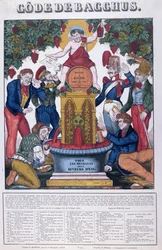 De Bacchus Code, Alle onaangename mensen zijn waterdrinkers, karikatuur over alcoholisme, Imagerie de Metz, c.1840