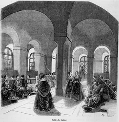 De badkamer bij het Instituut voor de Jonge Blinden, in Tableau de Paris door Edmond Texier, gepubliceerd in 1852