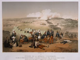 De Slag bij Inkermann op 5 november 1854, uit War in the Crimea, uitgegeven door Lemercier et Cie, Parijs, 1856