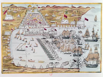 Het bombardement van Algiers door de Anglo-Nederlandse vloten op 27 augustus 1816