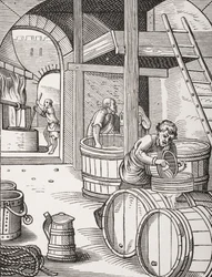 De brouwer, naar een 16e-eeuwse illustratie getekend en gegraveerd door Jost Amman (1539-91) uit 