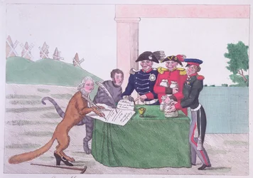 De Capitulatie, karikatuur van Charles Maurice de Talleyrand-Perigord (1754-1838) 30 maart 1814
