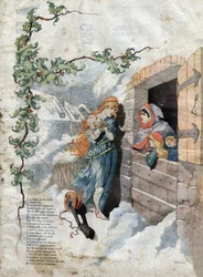 De cicade en de mier. Fabels van Jean de La Fontaine (1621-95). Illustratie van Michelet SC. eind 19e eeuw.