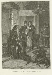 De constable wierp zich op zijn knieën voor de koning