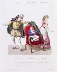 De Graaf ontdekt Cherubin, Act I Scene 9 uit Het Huwelijk van Figaro door Pierre Augustin Caron de Beaumarchais (1732-99)